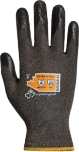 black and grey work gloves