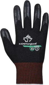 black and grey work gloves