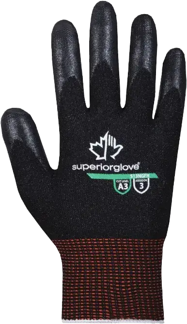 black and grey work gloves