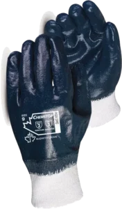 black and grey work gloves