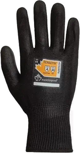 black and grey work gloves