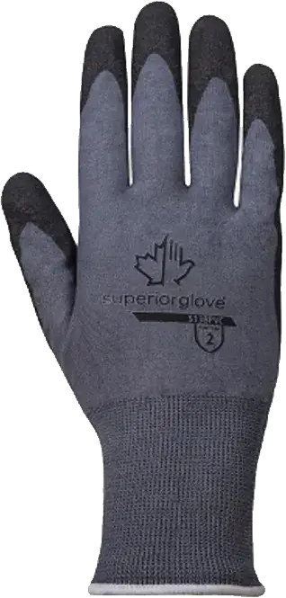 black and grey work gloves