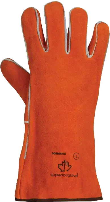 orange work gloves