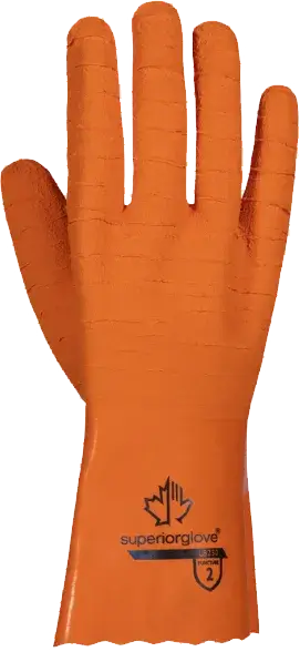 orange work gloves