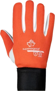 orange work gloves