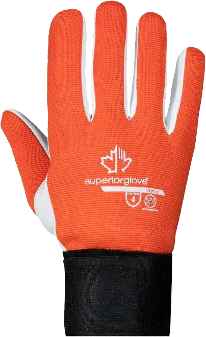 orange work gloves